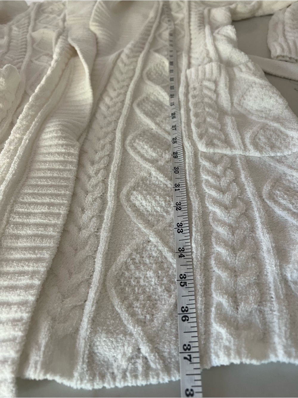 PJ Salvage Chenille Cable Knit Robe Ivory Belted Large - Picture 13 of 14